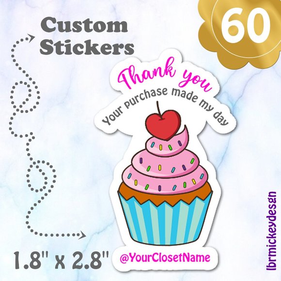 ♥️ 5x25 / 60 Thank You Stickers - Picture 1 of 2